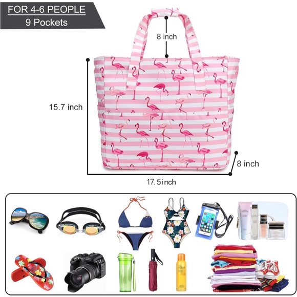 Large Flamingo Beach Tote - Picture 3 of 9